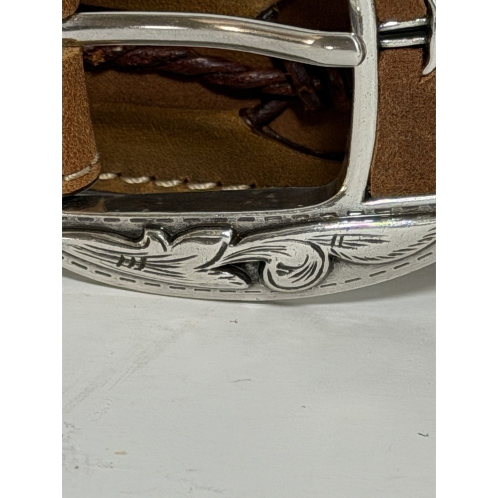 Men's Justin Leather Belt Fenced In Barbed Wire 40 Brown 10817 - Picture 4 of 11